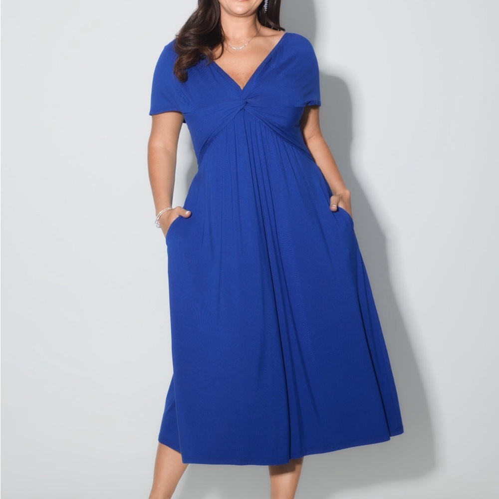Elegant Blue Off-Shoulder Dress - Picture 2 of 5